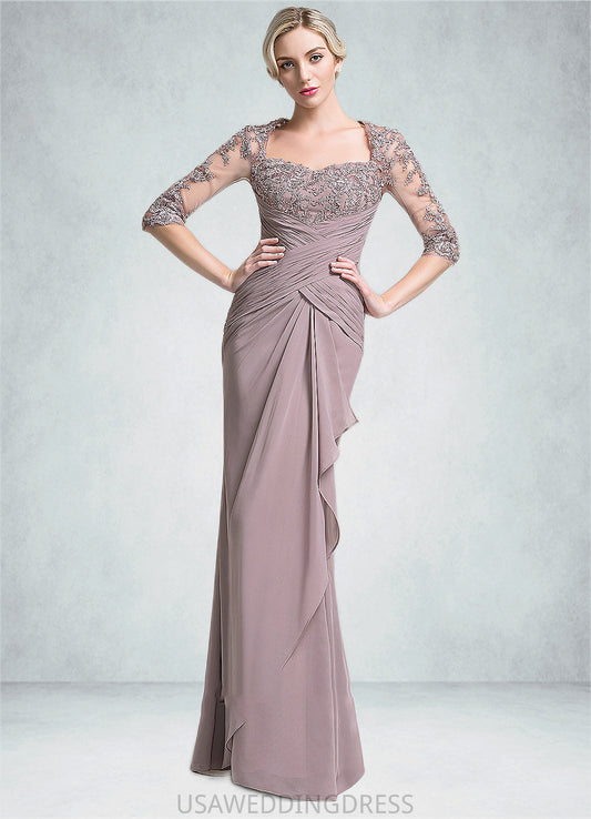 Lina Trumpet/Mermaid Sweetheart Floor-Length Chiffon Mother of the Bride Dress With Ruffle Cascading Ruffles DS126P0014694