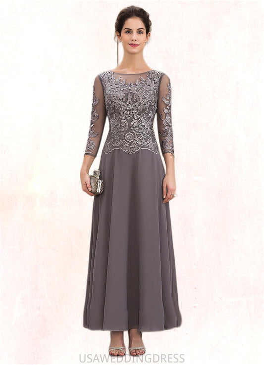 Skylar A-Line Scoop Neck Ankle-Length Chiffon Lace Mother of the Bride Dress DS126P0014706