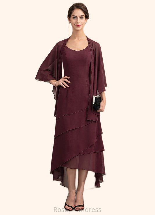 Ann A-Line Scoop Neck Asymmetrical Chiffon Mother of the Bride Dress With Beading SRS126P0014710