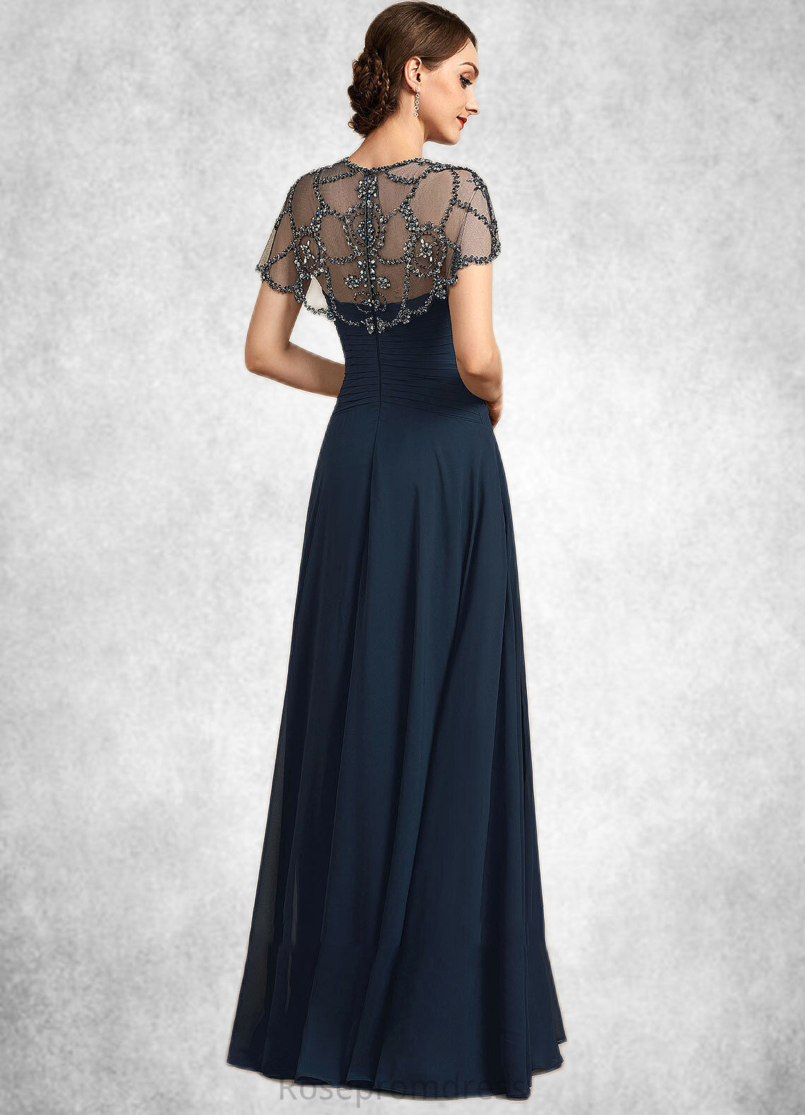 Monica A-Line Scoop Neck Floor-Length Chiffon Mother of the Bride Dress With Ruffle Beading Sequins SRS126P0014711