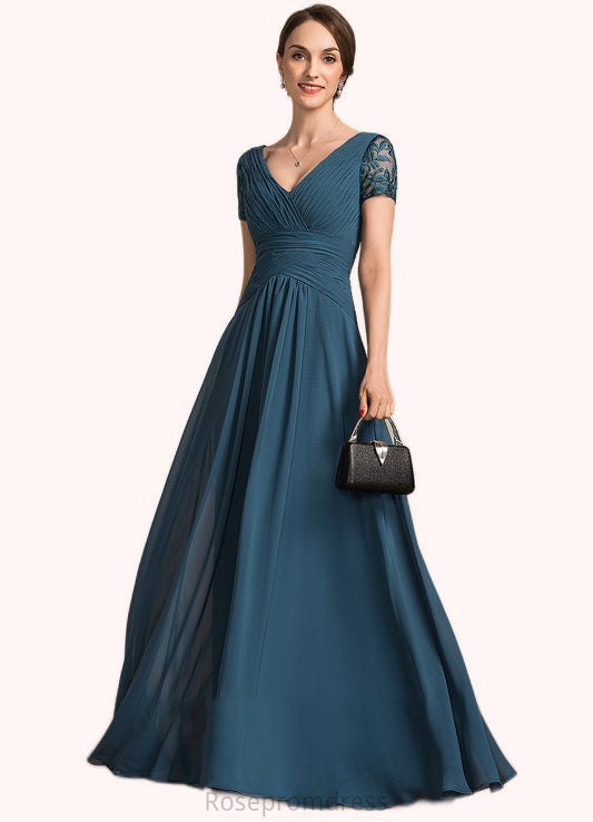 Janiya A-Line V-neck Floor-Length Chiffon Mother of the Bride Dress With Lace SRS126P0014713