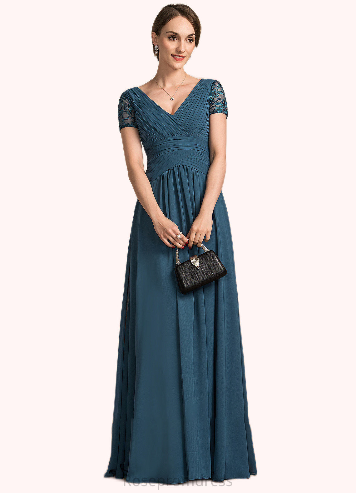 Janiya A-Line V-neck Floor-Length Chiffon Mother of the Bride Dress With Lace SRS126P0014713