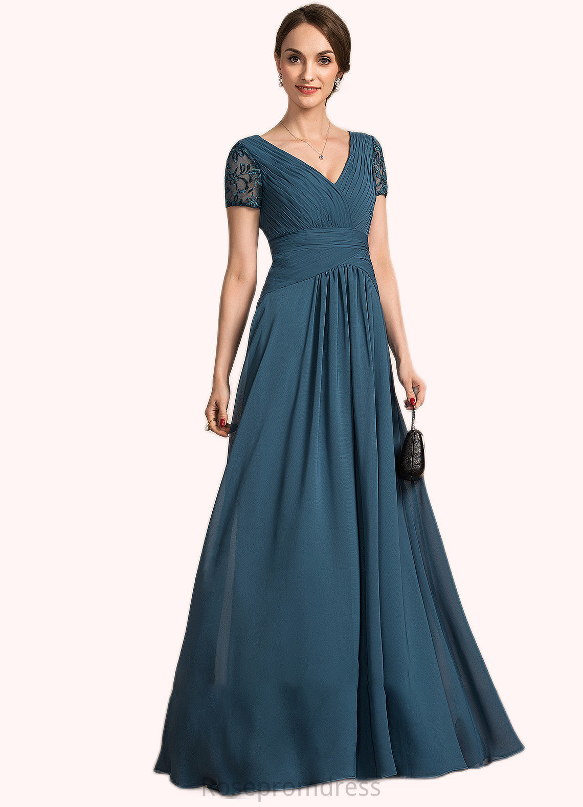 Janiya A-Line V-neck Floor-Length Chiffon Mother of the Bride Dress With Lace SRS126P0014713