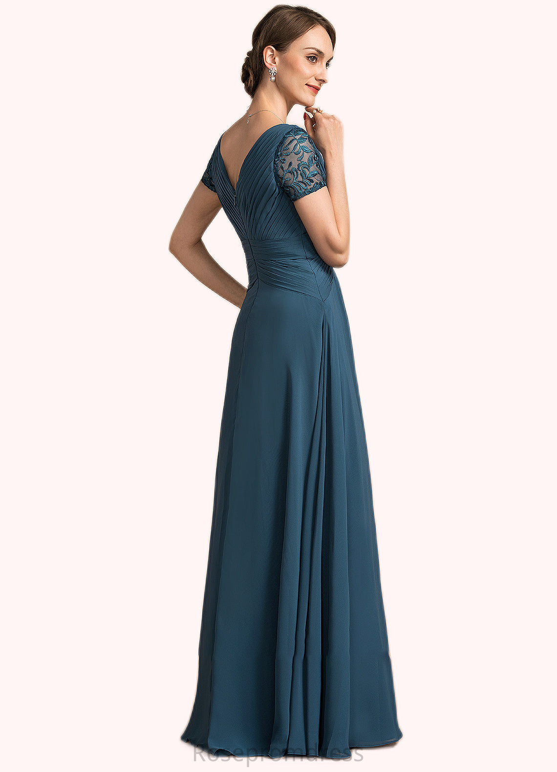Janiya A-Line V-neck Floor-Length Chiffon Mother of the Bride Dress With Lace SRS126P0014713