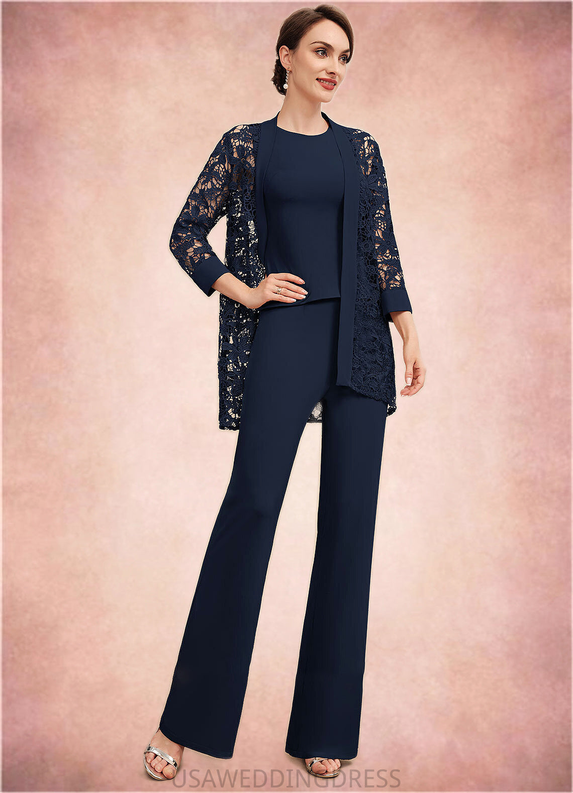Luz Jumpsuit/Pantsuit Scoop Neck Floor-Length Jersey Mother of the Bride Dress DS126P0014714