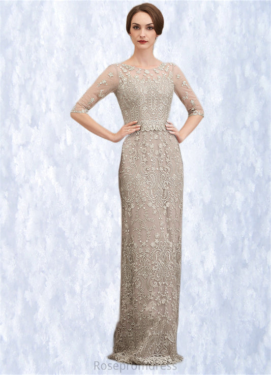 Jennifer Sheath/Column Scoop Neck Sweep Train Chiffon Lace Mother of the Bride Dress SRS126P0014716