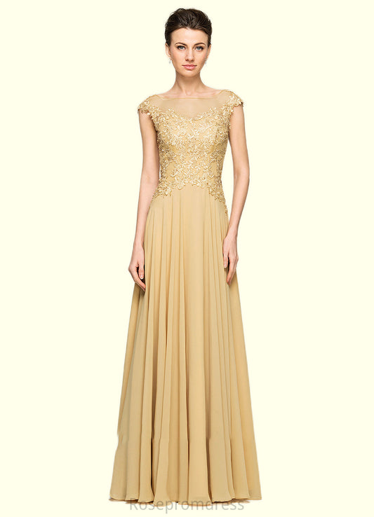 Yoselin A-Line Scoop Neck Floor-Length Chiffon Lace Mother of the Bride Dress With Beading Sequins SRS126P0014717