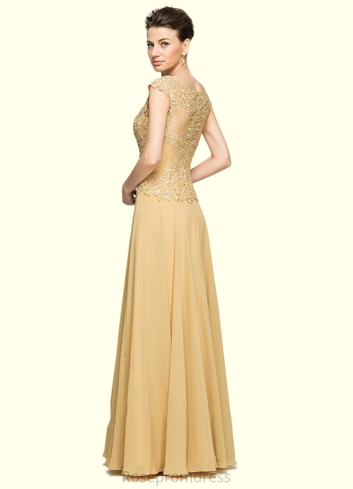 Yoselin A-Line Scoop Neck Floor-Length Chiffon Lace Mother of the Bride Dress With Beading Sequins SRS126P0014717