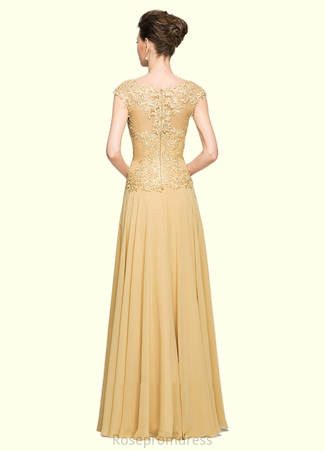 Yoselin A-Line Scoop Neck Floor-Length Chiffon Lace Mother of the Bride Dress With Beading Sequins SRS126P0014717