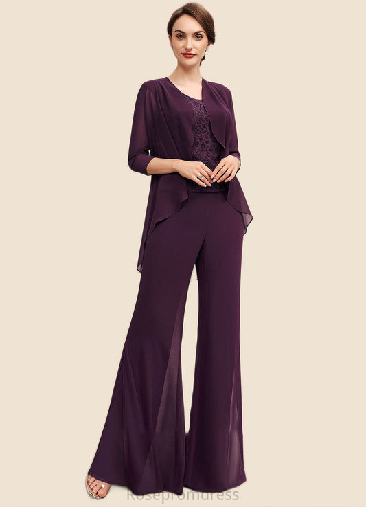 Kennedy Jumpsuit/Pantsuit Scoop Neck Floor-Length Chiffon Lace Mother of the Bride Dress SRS126P0014722