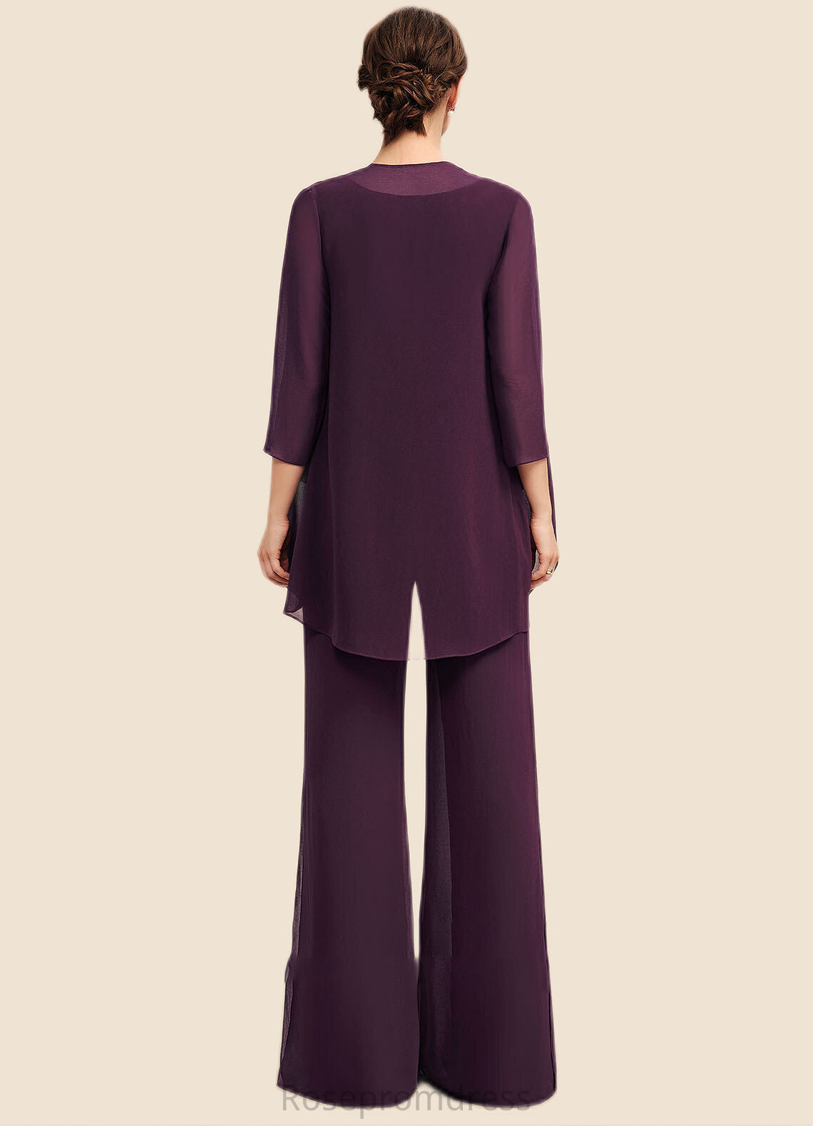 Kennedy Jumpsuit/Pantsuit Scoop Neck Floor-Length Chiffon Lace Mother of the Bride Dress SRS126P0014722