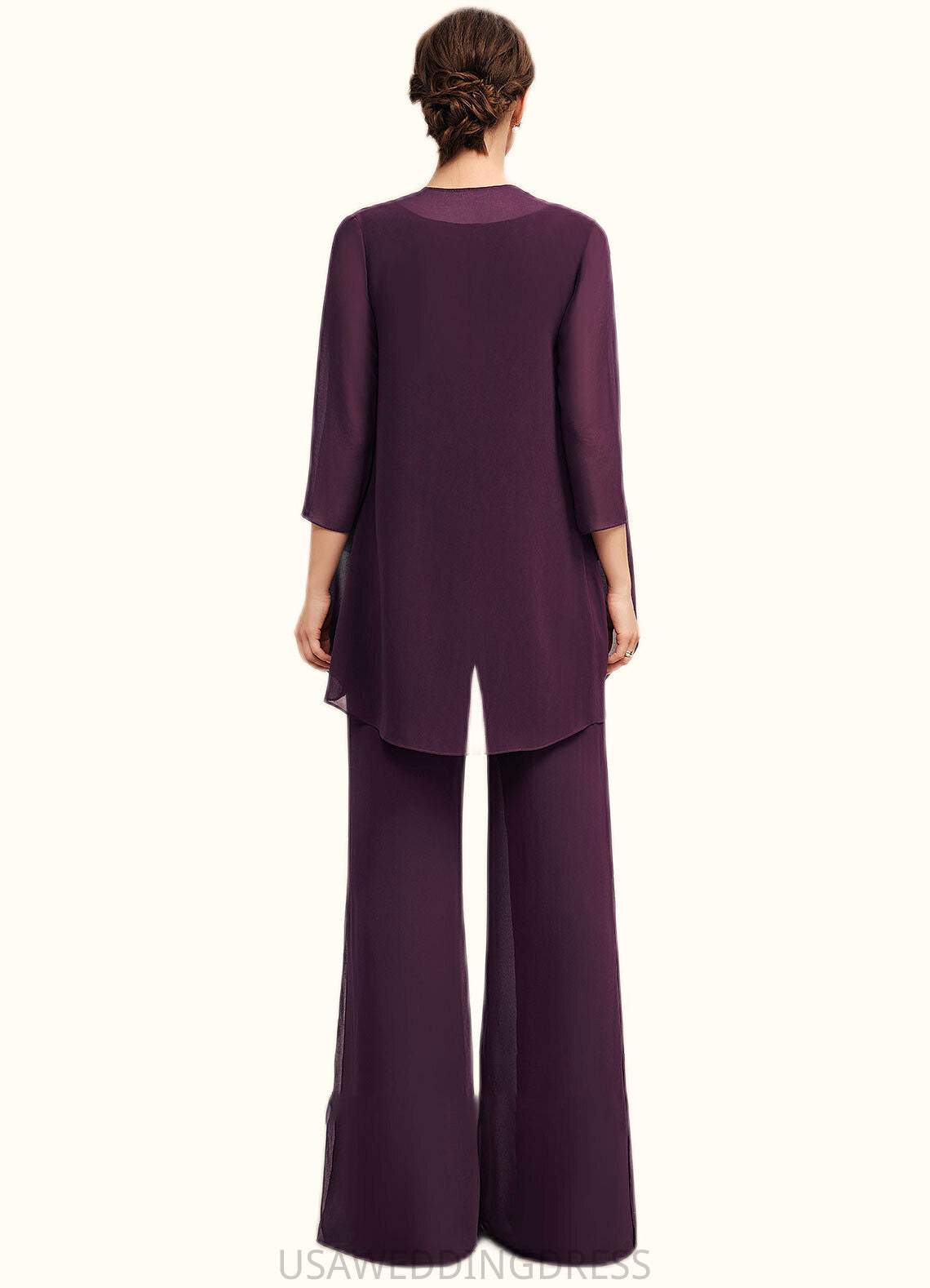 Brisa Jumpsuit/Pantsuit Scoop Neck Floor-Length Chiffon Lace Mother of the Bride Dress DS126P0014722