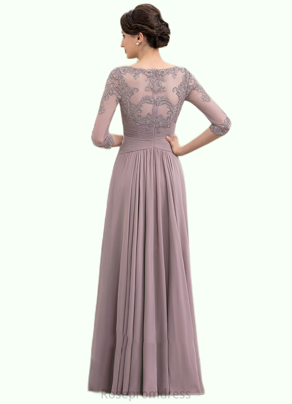 Teagan A-Line V-neck Asymmetrical Chiffon Lace Mother of the Bride Dress With Sequins SRS126P0014728