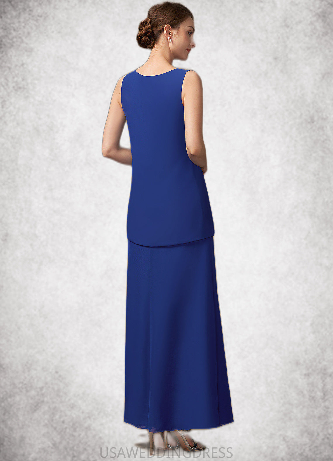 Jaslyn A-line V-Neck Ankle-Length Chiffon Mother of the Bride Dress DS126P0014729