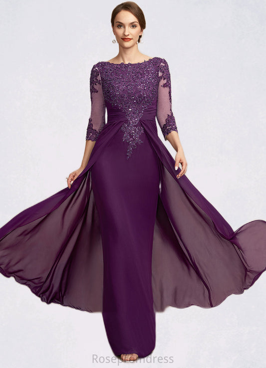 Salome A-Line Scoop Neck Floor-Length Chiffon Lace Mother of the Bride Dress With Beading Sequins SRS126P0014738