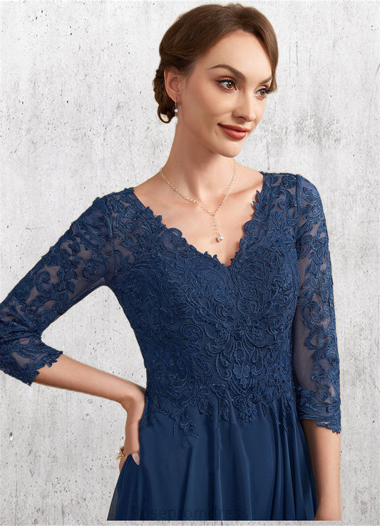 Livia A-Line V-neck Floor-Length Chiffon Lace Mother of the Bride Dress SRS126P0014753