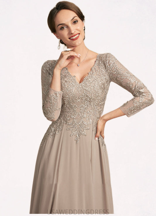 Bella A-Line V-neck Floor-Length Chiffon Lace Mother of the Bride Dress DS126P0014754