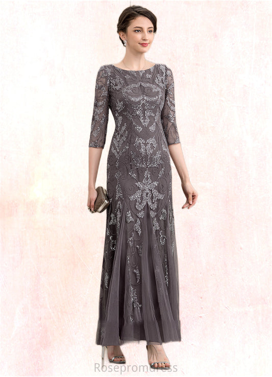 Nora Sheath/Column Scoop Neck Ankle-Length Tulle Sequined Mother of the Bride Dress SRS126P0014758