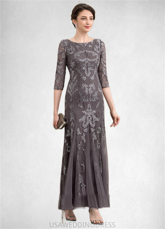 Hannah Sheath/Column Scoop Neck Ankle-Length Tulle Sequined Mother of the Bride Dress DS126P0014758