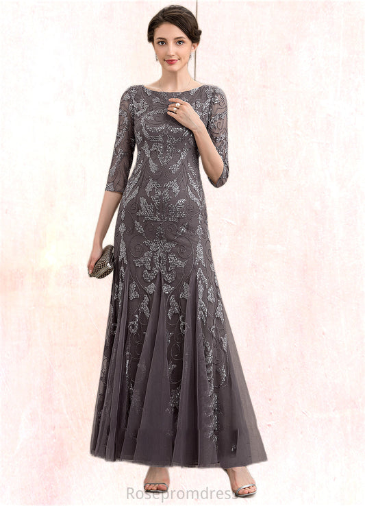 Nora Sheath/Column Scoop Neck Ankle-Length Tulle Sequined Mother of the Bride Dress SRS126P0014758