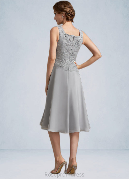 Madeline A-Line Square Neckline Knee-Length Chiffon Lace Mother of the Bride Dress SRS126P0014759