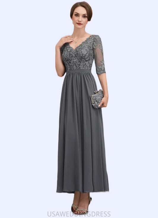 Ariella A-line V-Neck Ankle-Length Chiffon Lace Mother of the Bride Dress DS126P0014760