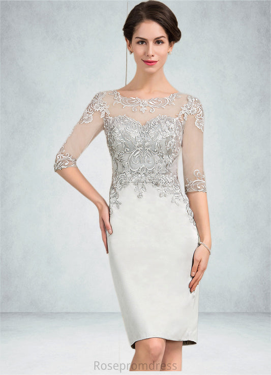Grace Sheath/Column Scoop Neck Knee-Length Satin Lace Mother of the Bride Dress SRS126P0014762