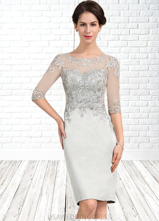 Louise Sheath/Column Scoop Neck Knee-Length Satin Lace Mother of the Bride Dress DS126P0014762
