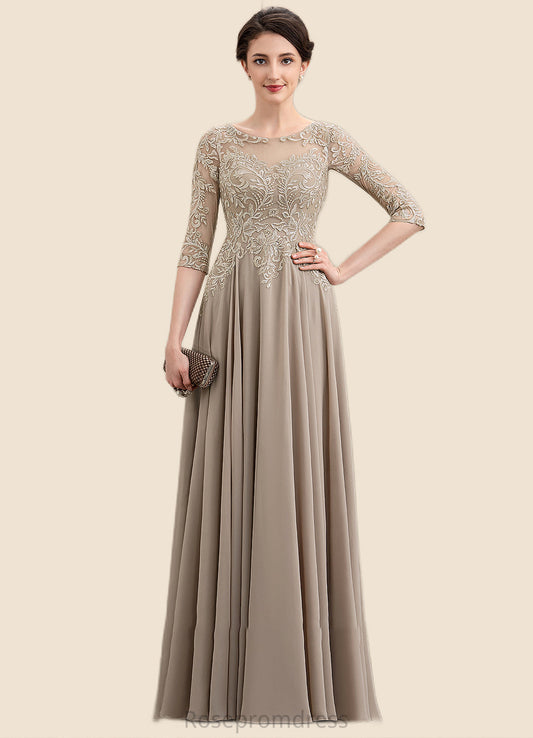 Kaydence A-Line Scoop Neck Floor-Length Chiffon Lace Mother of the Bride Dress With Sequins SRS126P0014764