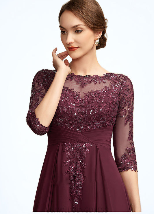 Jean A-Line Scoop Neck Asymmetrical Chiffon Lace Mother of the Bride Dress With Ruffle Sequins DS126P0014765