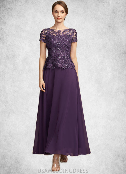 Hannah A-Line Scoop Neck Ankle-Length Chiffon Lace Mother of the Bride Dress With Sequins DS126P0014769