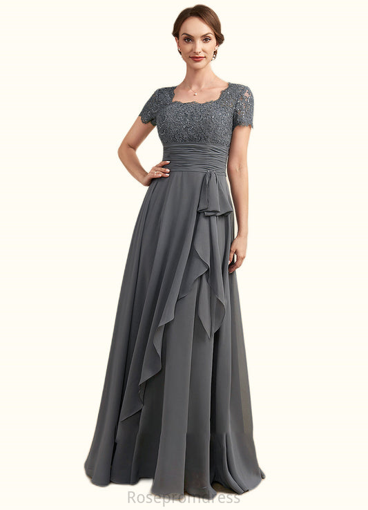 Martha A-Line Square Neckline Floor-Length Chiffon Lace Mother of the Bride Dress With Ruffle Sequins SRS126P0014770