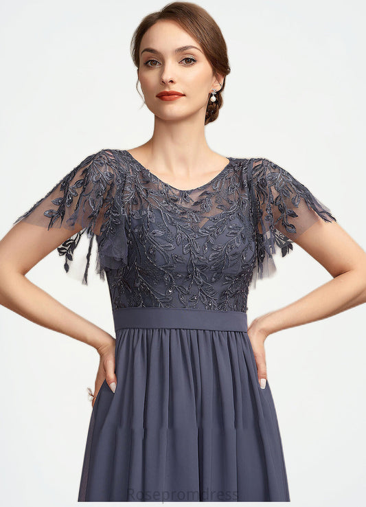 Makenna A-Line Scoop Neck Floor-Length Chiffon Lace Mother of the Bride Dress With Sequins SRS126P0014775