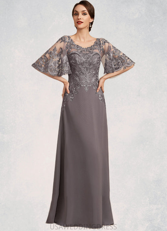 Cadence A-Line Scoop Neck Floor-Length Chiffon Lace Mother of the Bride Dress With Sequins DS126P0014776