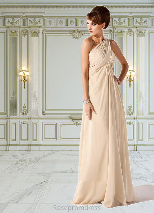 Sophia Empire One-Shoulder Floor-Length Chiffon Mother of the Bride Dress With Ruffle SRS126P0014777
