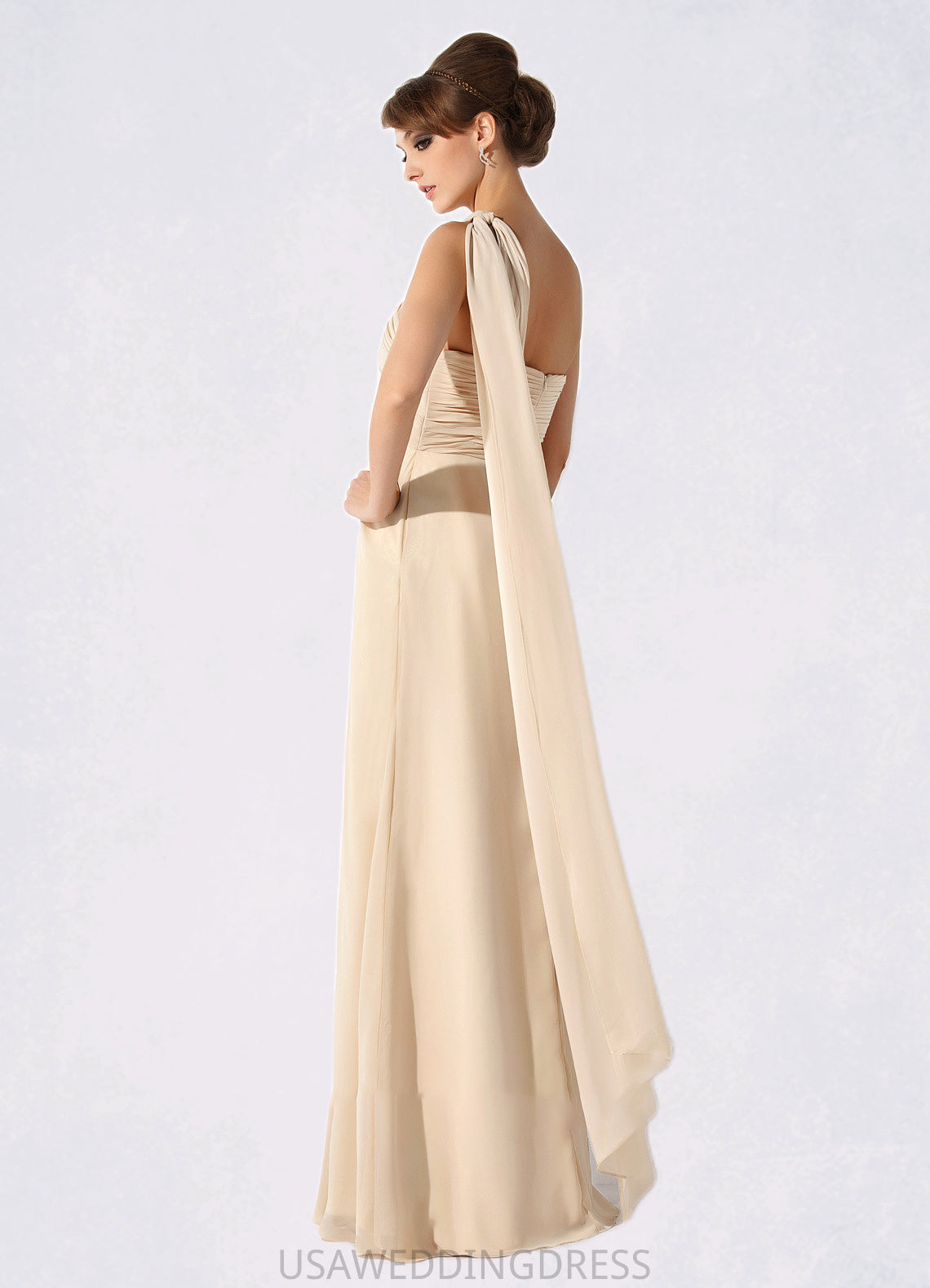 Gracie Empire One-Shoulder Floor-Length Chiffon Mother of the Bride Dress With Ruffle DS126P0014777