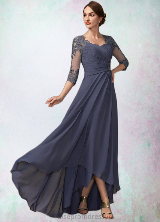 Ashlyn A-Line Sweetheart Asymmetrical Chiffon Lace Mother of the Bride Dress With Beading Sequins SRS126P0014783