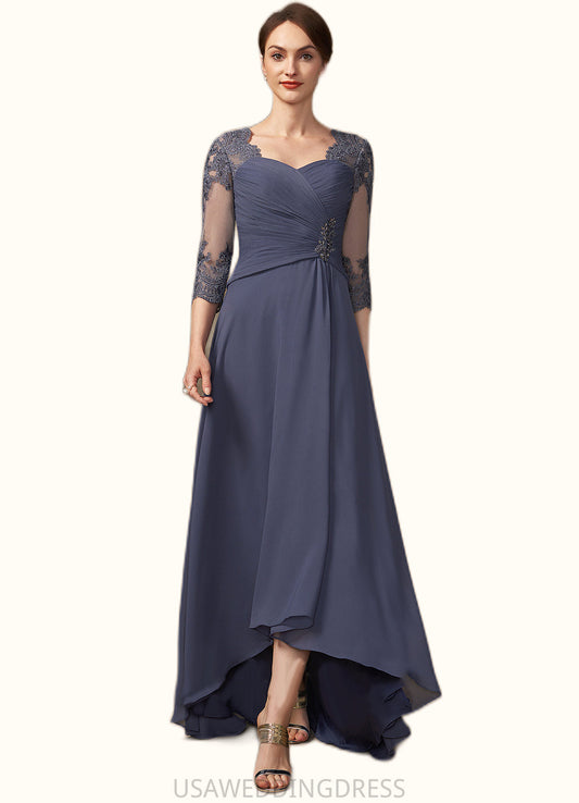 Nadine A-Line Sweetheart Asymmetrical Chiffon Lace Mother of the Bride Dress With Beading Sequins DS126P0014783