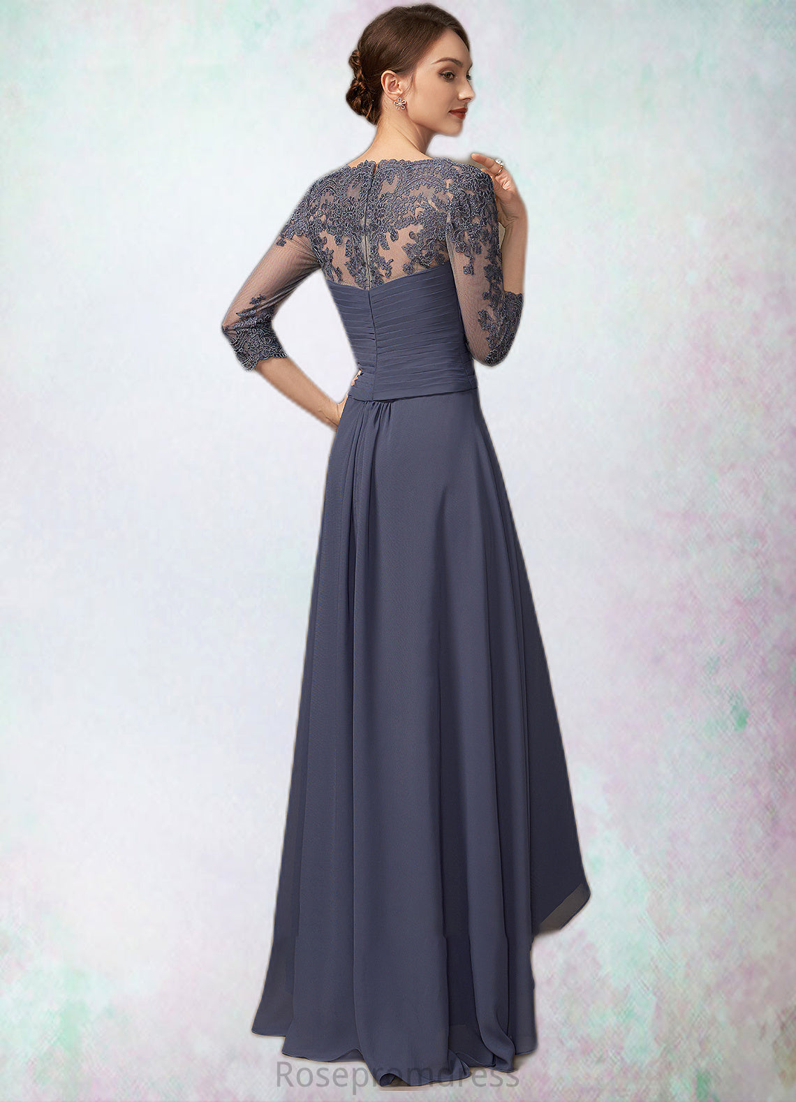 Ashlyn A-Line Sweetheart Asymmetrical Chiffon Lace Mother of the Bride Dress With Beading Sequins SRS126P0014783
