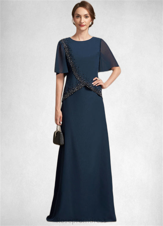 Mireya A-Line Scoop Neck Floor-Length Chiffon Mother of the Bride Dress With Beading Sequins SRS126P0014787