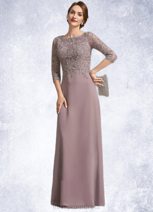 Ansley A-Line Scoop Neck Floor-Length Chiffon Lace Mother of the Bride Dress SRS126P0014788