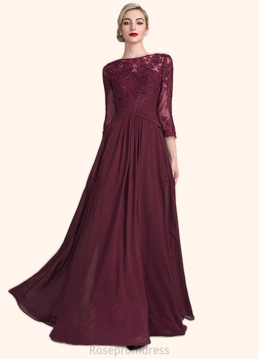 Wendy A-Line Scoop Neck Floor-Length Chiffon Lace Mother of the Bride Dress With Ruffle Beading Sequins SRS126P0014792