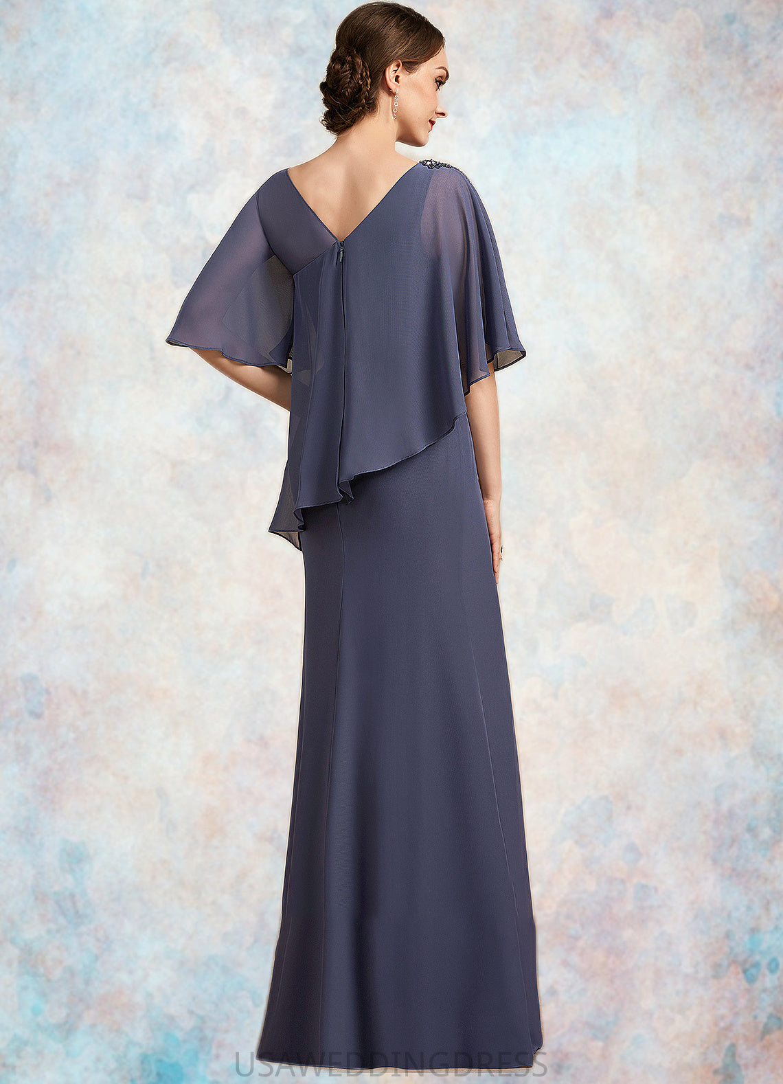 Corinne A-Line Scoop Neck Floor-Length Chiffon Mother of the Bride Dress With Beading DS126P0014793