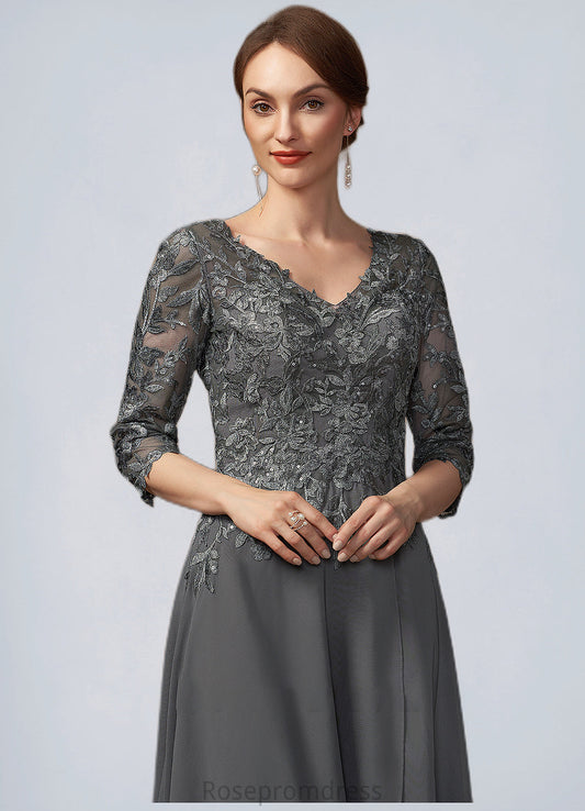 Jaylah A-Line V-neck Asymmetrical Chiffon Lace Mother of the Bride Dress With Sequins SRS126P0014803