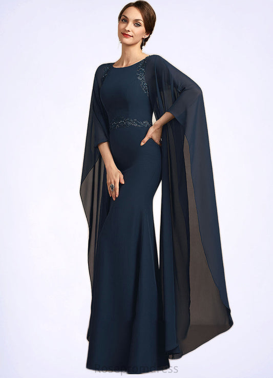 Alia Sheath/Column Scoop Neck Floor-Length Chiffon Mother of the Bride Dress With Lace Sequins SRS126P0014806