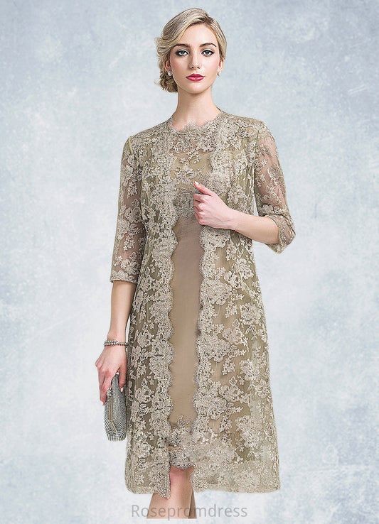 Sahna Sheath/Column Scoop Neck Knee-Length Taffeta Mother of the Bride Dress SRS126P0014808