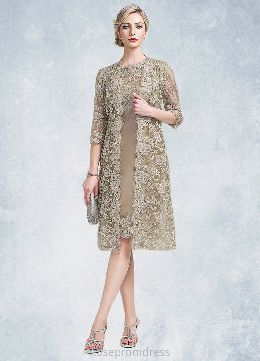 Sahna Sheath/Column Scoop Neck Knee-Length Taffeta Mother of the Bride Dress SRS126P0014808