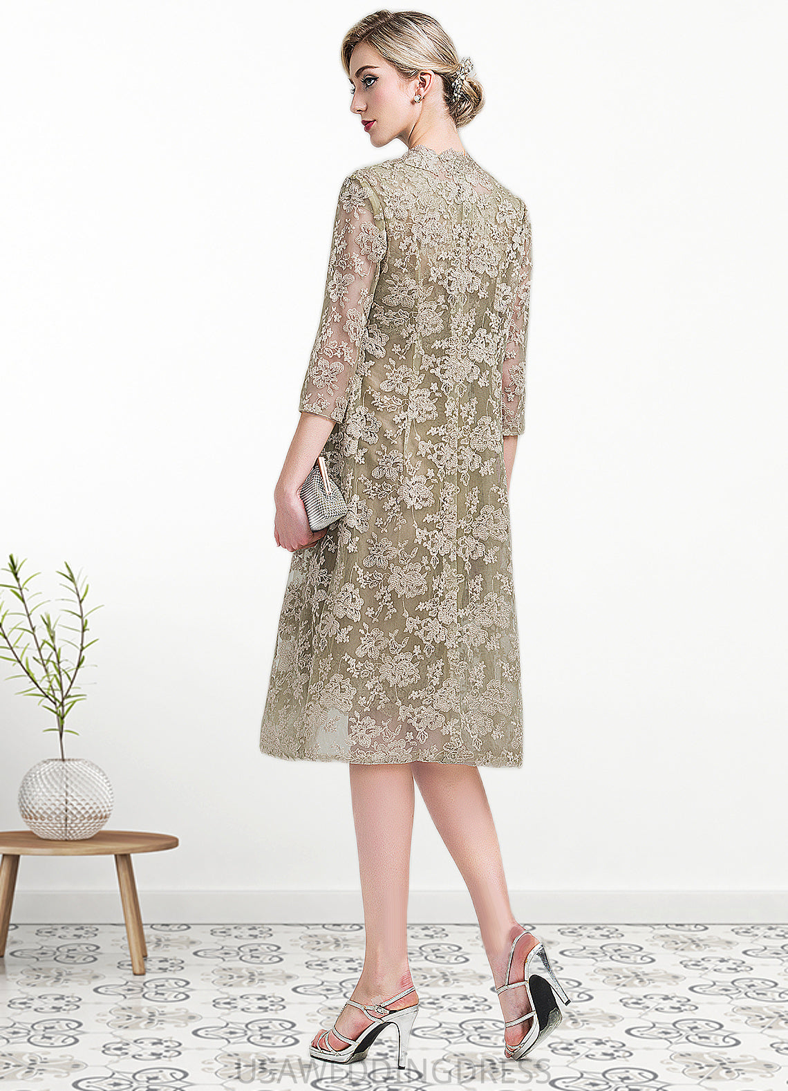 Lana Sheath/Column Scoop Neck Knee-Length Taffeta Mother of the Bride Dress DS126P0014808