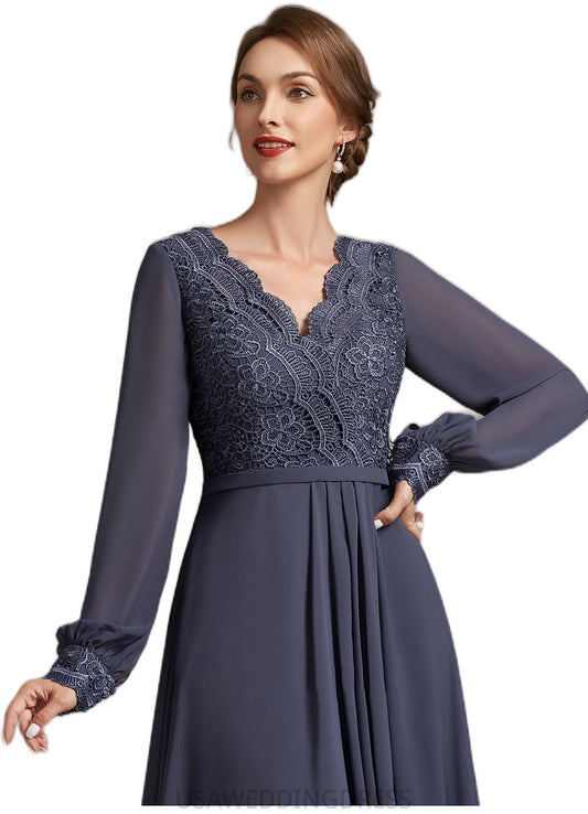 Bryanna A-Line V-neck Asymmetrical Chiffon Lace Mother of the Bride Dress DS126P0014809