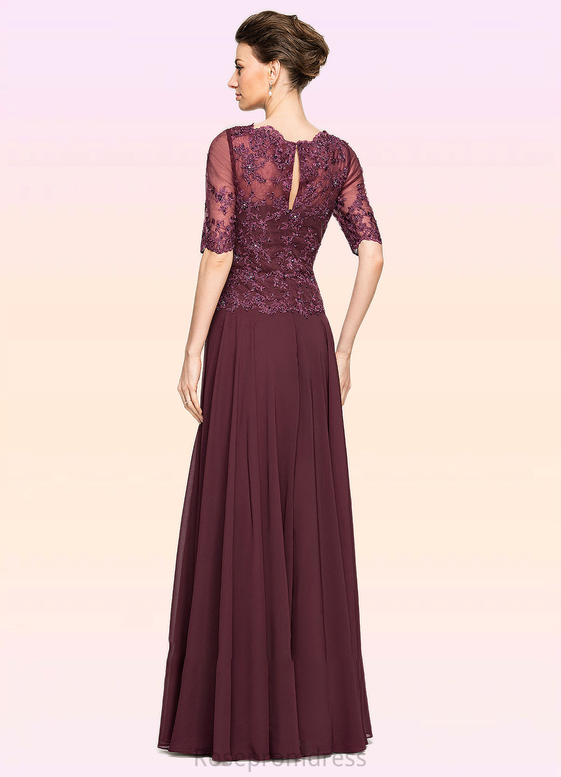 Alondra A-Line Scoop Neck Floor-Length Chiffon Lace Mother of the Bride Dress With Beading Sequins SRS126P0014810